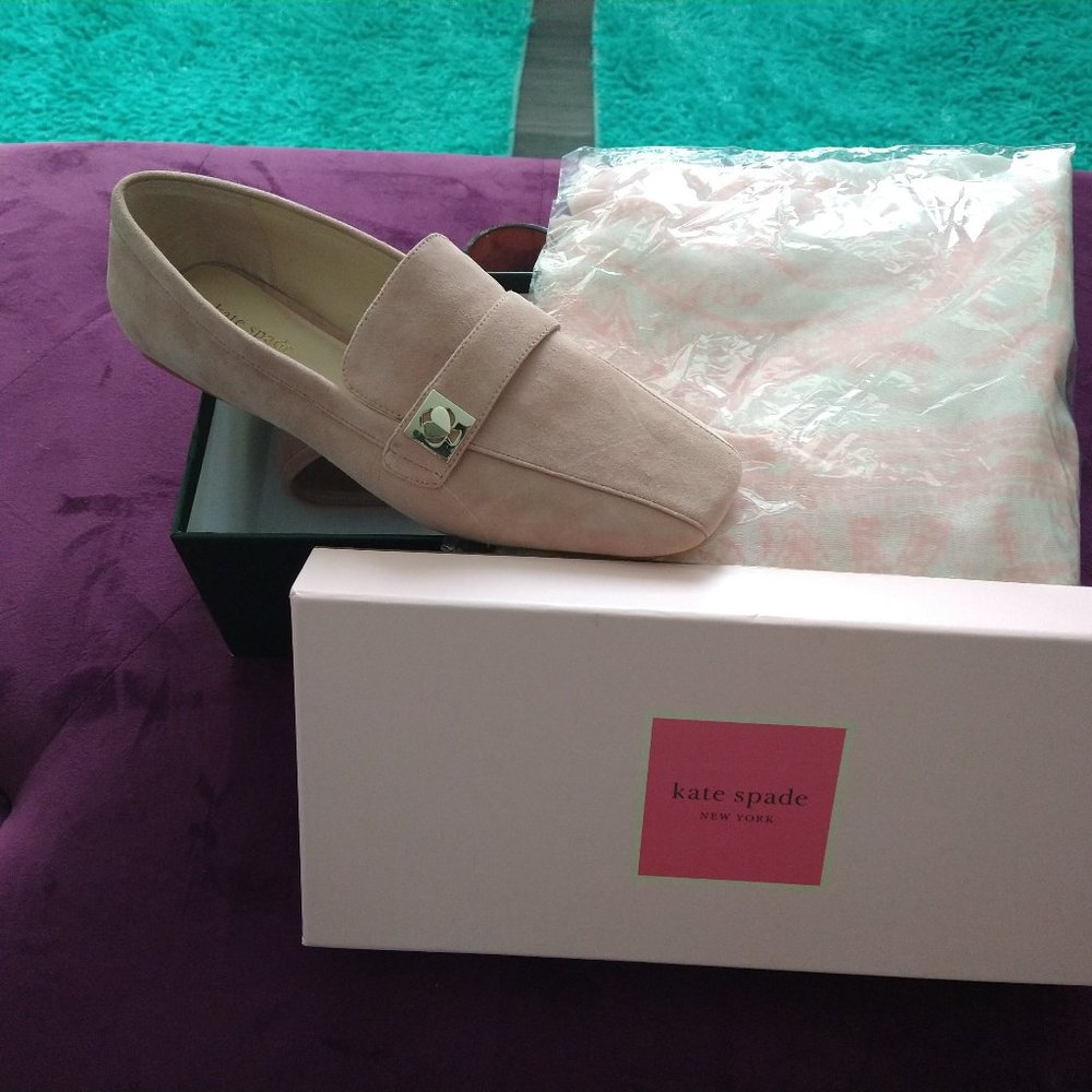 PINK KATE SPADE SUEDE LOAFERS SZ 9